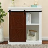 Gracie Oaks Farmhouse Rustic Engineered Wood Accent Cabinet in Brown, Size 34.44 H x 35.13 W x 17.75 D in | Wayfair