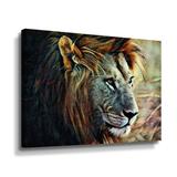Latitude Run® Lion Stalking Prey by Aldridge - Graphic Art on Canvas Canvas, Cotton in Brown, Size 8.0 H x 1.5 W x 2.0 D in | Wayfair
