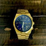Michael Kors Accessories | Michael Kors Mens Brooks Chronograph Gold Tone Watch (Mk8338) | Color: Blue/Gold | Size: Os