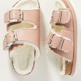 Anthropologie Shoes | Anthropologie Jslide Lynx Pink Leather Sheep Shearling Lined Sandal | Color: Pink/White | Size: 10