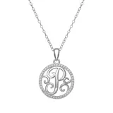 "PRIMROSE Sterling Silver Cubic Zirconia Initial Pendant Necklace, Women's, Size: 18"", Grey"