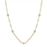 "18k Gold Over Silver Cubic Zirconia Station Necklace, Women's, Size: 17"", White"