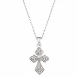 "10k White Gold 1/10 Carat T.W. Diamond Cross Necklace, Women's, Size: 18"""