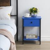 Trent Austin Design® Kempst Nightstand Wood Bedside Table Small Nightstand w/ Drawer & Shelf for Bedroom, Living Room, Dorm Wood/Metal in Blue