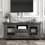 Gracie Oaks 57.9"Wooden Sideboard Table w/ 2 Drawers,Adjustable Shelf Wood in Brown, Size 27.9 H x 57.9 W x 16.0 D in | Wayfair