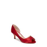 Nina Contesa Open Toe Pump, Size 6 in Red Satin at Nordstrom