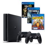 PlayStation 4 Slim Open World Collection System Bundle (GameStop Refurbished) Pre-owned PS4 Sony GameStop