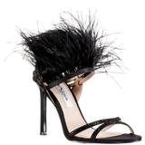 Dalva Feather Dress Sandals - Black - Nina Heels