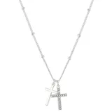 "Brilliance Preciosa Crystal Double Cross Beaded Necklace, Women's, Size: 18"", Multicolor"