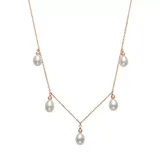Belk & Co 6-7 Millimeter Cultured Freshwater Pearl Dangle Tin-Cup 18 Inch Necklace In 14K Rose Gold, White