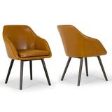 Set of 2 Adaya Cappuccino Faux Leather Arm Chair with Beech Legs