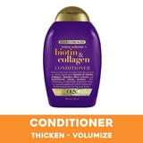 OGX Thick & Full + Biotin & Collagen Extra Strength Volumizing Conditioner with Vit B7 & Hydrolyzed Wheat Protein for Fine Hair, Sulfate-Free Surfactants for Thicker, Fuller Hair 13 fl. oz