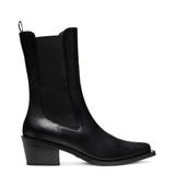 Stuart Weitzman Miley Western Boot Booties, Black Leather, Size: 5 Medium