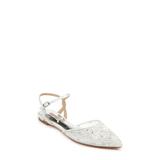 Badgley Mischka Collection Carissa Embroidered Pointed Toe Flat, Size 8 in Soft White Satin at Nordstrom