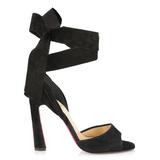 Christian Louboutin Women's Rose Amelie Ankle-Tie Suede Sandals - Black - Size 9
