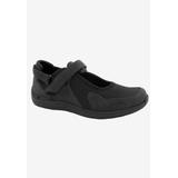 Wide Width Women's Buttercup Mary Jane Flat by Drew in Black Black Stretch (Size 12 W)
