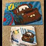 Disney Other | Cars Pillowcase And Twin Fitted Sheet | Color: Red/White | Size: Twin Flat Sheet