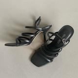 Nine West Shoes | Nine West High Heel Sandals Flat Toe | Color: Black | Size: 5