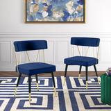 Etta Avenue™ Jeudi Velvet Side Chair Upholstered/Velvet in Blue, Size 32.0 H x 22.5 W x 22.5 D in | Wayfair 14770E214B804F9FB2CCF88C663D5924
