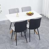Corrigan Studio® Artimizia Side Chair Set Of 4 Upholstered/Fabric in Gray/Black, Size 33.86 H x 21.26 W x 17.32 D in | Wayfair