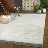 Gray Area Rug - Rosecliff Heights Awbree Cream Contemporary Shag Area Rug Polypropylene in Gray, Size 94.0 W x 0.86 D in | Wayfair