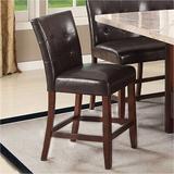 Red Barrel Studio® Set Of 2 Counter Height Chairs In Espresso PU & Walnut Wood/Upholstered/Leather in Brown | Wayfair