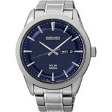 Solar Stainless Steel Bracelet Watch 43mm Sne361 - Metallic - Seiko Watches