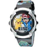 Pokémon Kids' Digital Quartz Watch with Plastic Strap, Black, 16 (Model: POK3018)