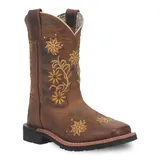 Dan Post Gardenia Girls' Leather Cowboy Boots, Girl's, Size: 10.5, Beig/Green