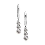 Anne Klein Women's Silver Tone Crystal Round Lever Back Linear Earrings, White