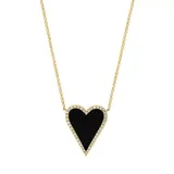 Effy® 1/5 Ct. T.w. Diamond And 2.75 Ct. T.w. Onyx Heart Pendant Necklace In 14K Yellow Gold, 16 In