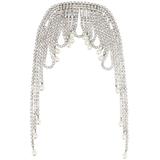 Crystal Pearl Draped Bang - Metallic - Area Necklaces