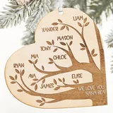 Family Tree Heart 3.75" Personalized Christmas Ornament In White