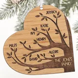 Family Tree Heart 3.75" Personalized Christmas Ornament In Natural