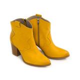 ZAPATO Women's Casual boots sonko - Yellow Zip-Up Leather Cowboy Boot - Women