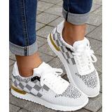 ROSY Women's Sneakers White - White & Gray Checkered Sneaker - Women