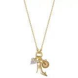 "Disney Princess Cinderella 18k Gold Plated Charm Necklace, Women's, Size: 18"", Yellow"