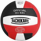 Tachikara SV-18S Composite Leather Volleyball, Black/White/Scarlet
