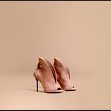 Burberry Shoes | New Burberry Buckle Detail Suede Peep Toe Bootie Ankle Boot | Color: Cream/Pink | Size: 6