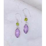 YS Gems Women's Earrings Purple - Peridot & Amethyst Marquise Drop Earrings