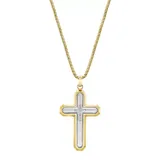 "LYNX Men's Two Tone Stainless Steel Diamond Accent Cross Pendant Necklace, Size: 24"", Multicolor"
