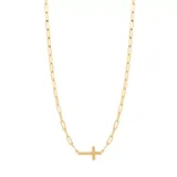 Belk & Co 10K Yellow Gold Sideway Cross Paperclip Chain Necklace, 17 In