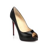 Christian Louboutin Women's Very Privé Peep-Toe Patent Leather Pumps - Black - Size 7.5