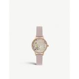 OB16SG04 The Wishing rose-gold plated and vegan leather midi dial watch