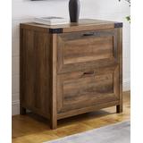 Walker Edison Cabinets Rustic - Rustic Oak Metal-Accent Farmhouse Two-Drawer File Cabinet