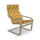 East Urban Home Repeating Musical Instrument & Notes Indoor/Outdoor Seat/Back Cushion Polyester in Brown/Indigo/Orange | Wayfair