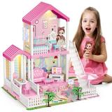 Guzhai Doll House Princess House For Girls,STEM Dollhouse DIY Building Toys w/ Lights,Furniture,Accessories,Doll,Pets | Wayfair A0B1B096KK6K2DA0B0