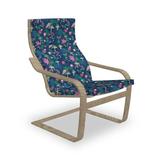 East Urban Home Exotic Forest Flower Mushroom Leaf Pine Nuts Oak bell Berry Indoor/Outdoor Seat/Back Cushion Polyester in Blue Wayfair