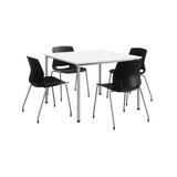 KFI Studios KFI Dailey 42" Square Dining Set, White Table; Coral Chairs Plastic/Acrylic/Wood/Metal in Gray/White, Size 31.7 H in | Wayfair