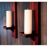 Loon Peak® Set Of 2 Wall Candle Sconce Candle Holder For Pillar & LED Candles, Wooden Wall-Mount Candleholders, Modern Farmhouse Wall Candle Holders